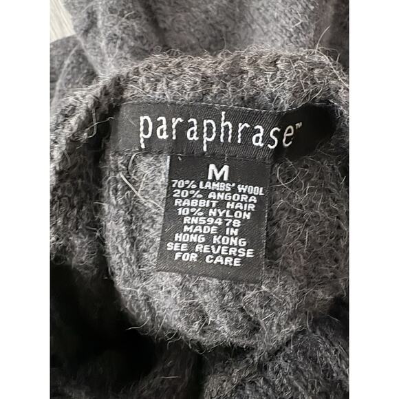 Vintage Wool Angora Cable Knit Turtleneck Sweater M Gray Cozy Outdoor Winter - Picture 4 of 7